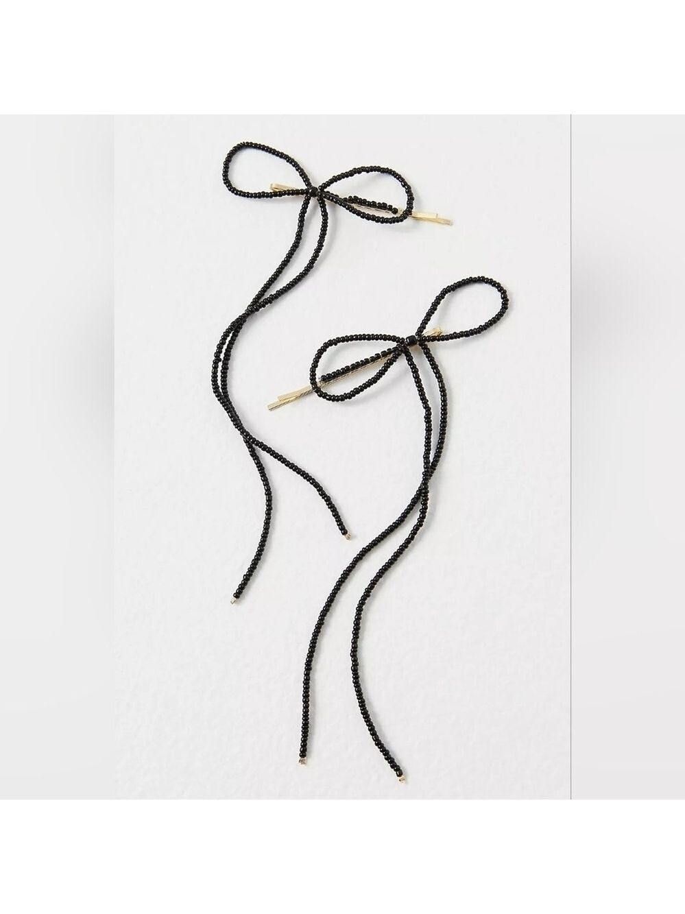 NWT Free People Black Dainty Beaded Bow Pin